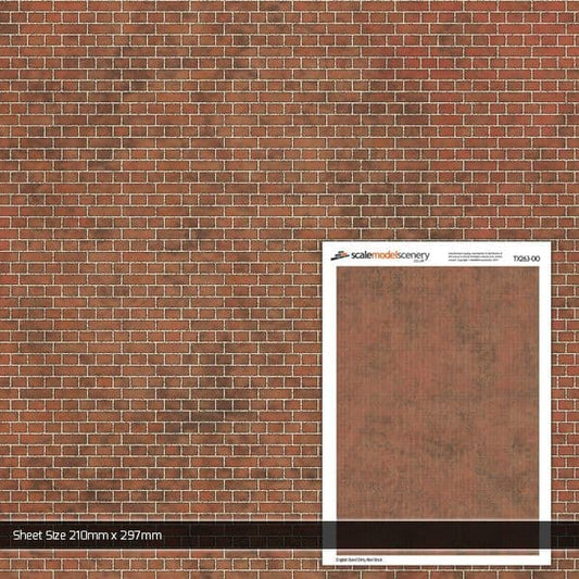 Scale Model Scenery TX263-OO English Bond Dirty Red Brick Texture Paper (Pack of 5) - OO/4mm/1:76 - Chester Model Centre