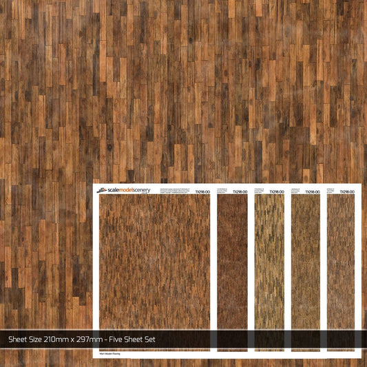 Scale Model Scenery TX298-OO Worn Wooden Flooring Texture Paper (Pack of 5) - OO/4mm/1:76 - Chester Model Centre