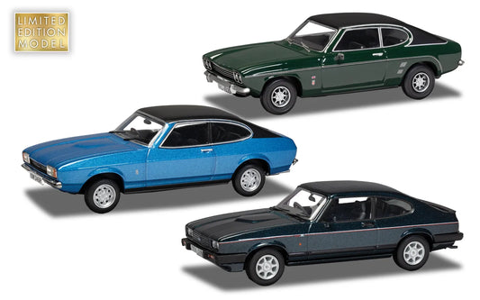 Corgi VC01303 Ford Heritage CAPRI Limited Edition Collection (510/1200) - VA-13316 Ford Capri Mk1 3.0L GXL / VA15408 Ford Capri Mk2 1.6L / VA10827 Ford Capri Mk3 280 - Chester Model Centre