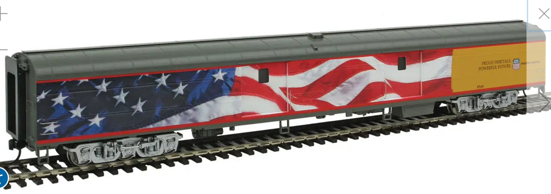 WALTHERS Proto #920-9200 - 85' ACF Baggage Car Union Pacific Heritage Series American Flag Scheme #5769 - Chester Model Centre