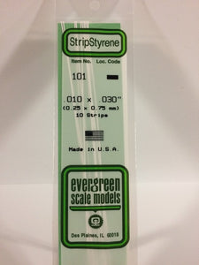 Evergreen 101 - 0.25 x 0.75mm Strips - Chester Model Centre