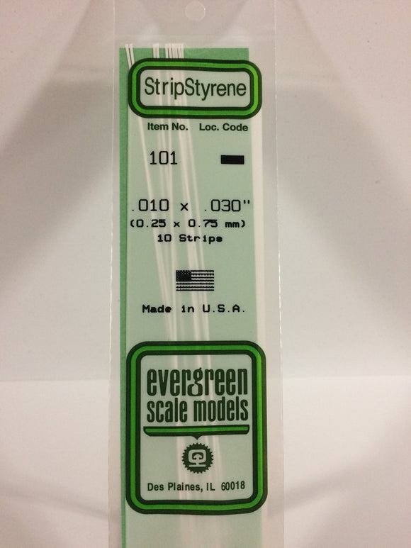 Evergreen 101 - 0.25 x 0.75mm Strips - Chester Model Centre
