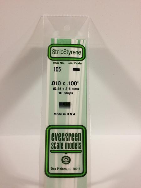Evergreen 105 - 0.25 x 2.5mm Strips - Chester Model Centre