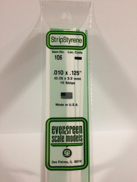 Evergreen 106 - 0.25 x 3.2mm Strips - Chester Model Centre