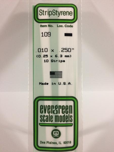 Evergreen 109 - 0.25 x 6.3mm Strips - Chester Model Centre