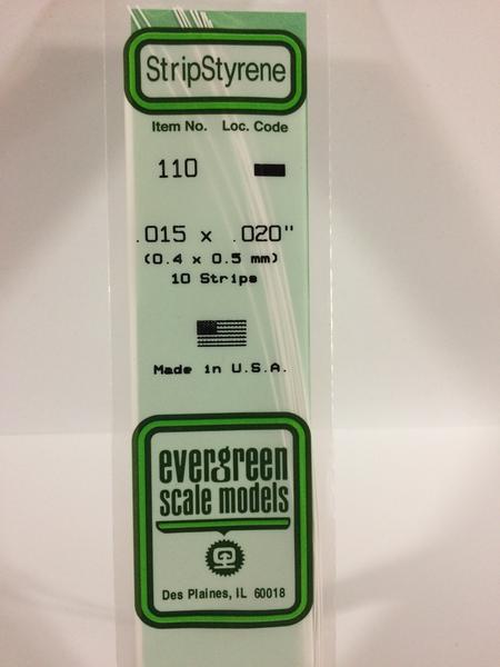 Evergreen 110 - 0.4 x 0.5mm Strips - Chester Model Centre