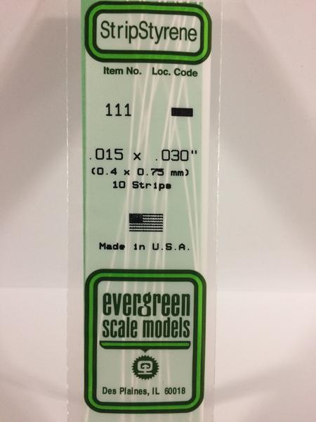 Evergreen 111 - 0.38 x 0.75mm Strips - Chester Model Centre
