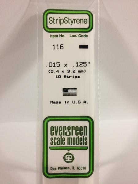 Evergreen 116 - 0.4 x 3.2mm Strips - Chester Model Centre
