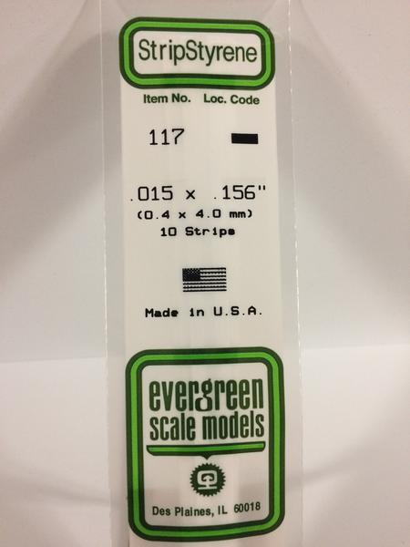 Evergreen 117 - 0.38 x 4.0mm Strips - Chester Model Centre