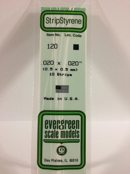 Evergreen 120 - 0.5 x 0.5mm Strips - Chester Model Centre