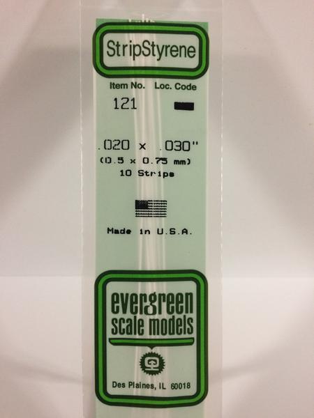 Evergreen 121 - 0.5 x 0.75mm Strips - Chester Model Centre