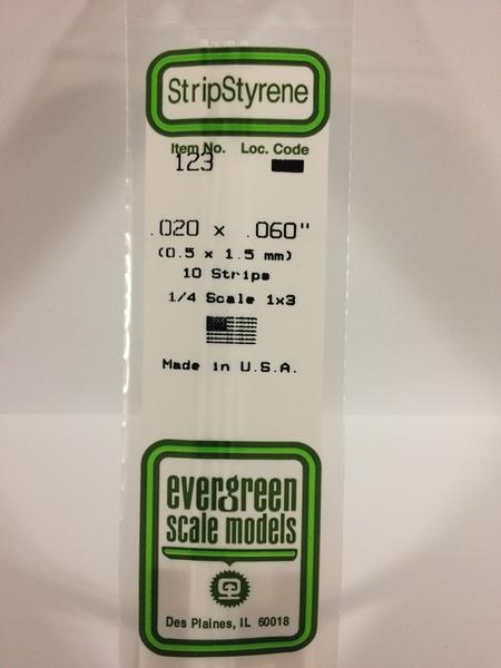 Evergreen 123 - 0.5 x 1.5mm Strips - Chester Model Centre