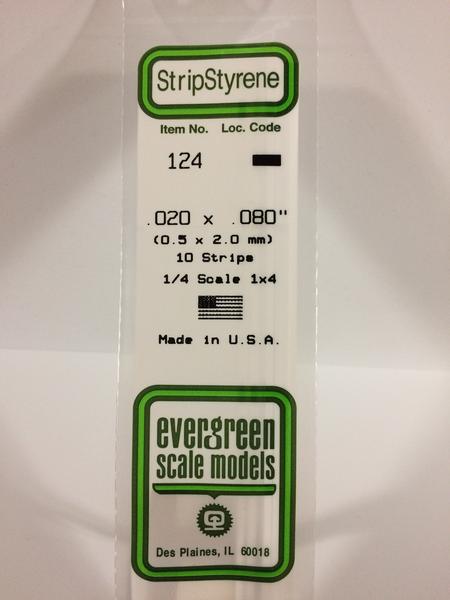 Evergreen 124 - 0.5 x 2.0mm Strips - Chester Model Centre