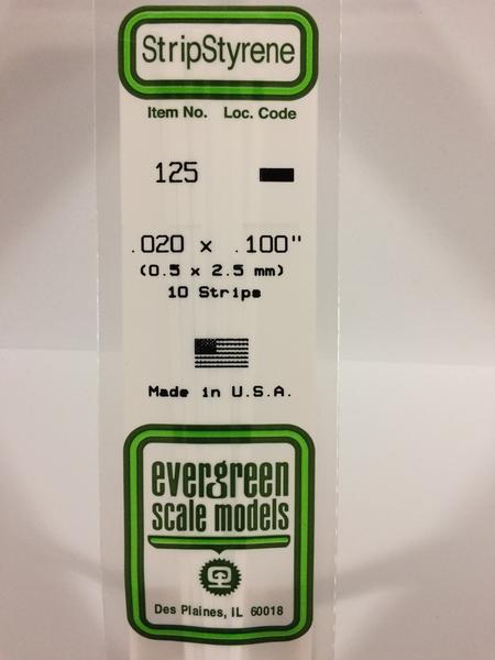 Evergreen 125 - 0.5 x 2.5mm Strips - Chester Model Centre