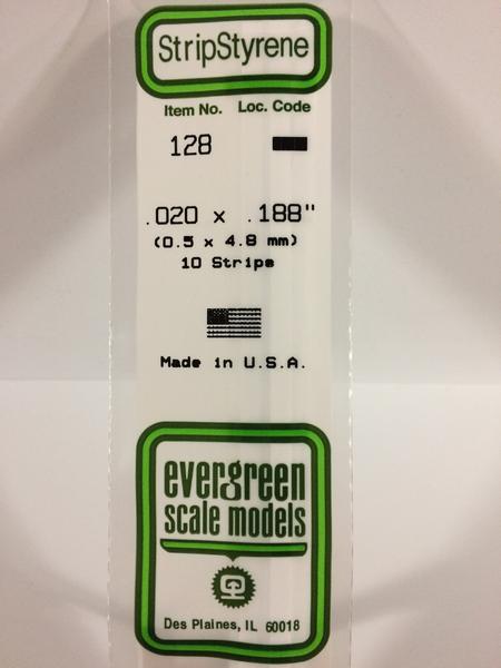 Evergreen 128 - 0.5 x 4.8mm Strips - Chester Model Centre