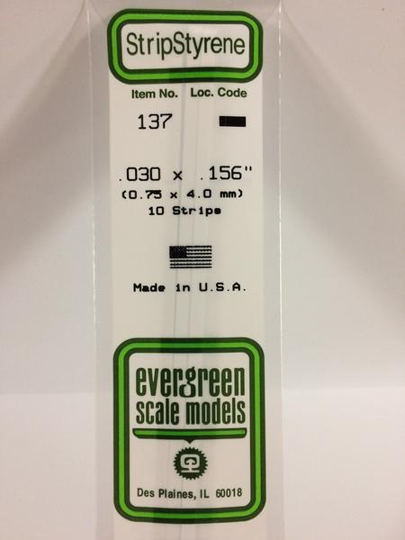 Evergreen 137 - 0.75 x 4.0mm Strips - Chester Model Centre