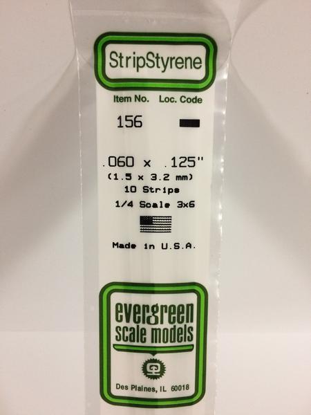 Evergreen 156 - 1.5 x 3.2mm Strips - Chester Model Centre