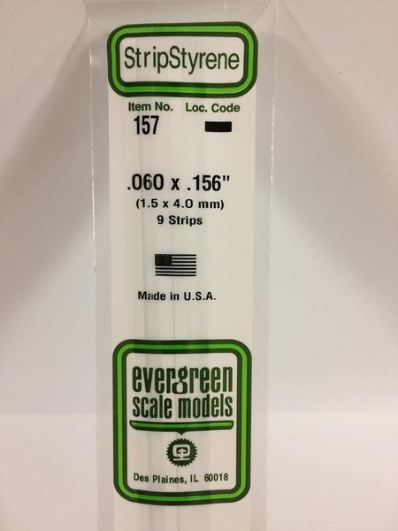 Evergreen 157 - 1.5 x 4.0mm Strips - Chester Model Centre