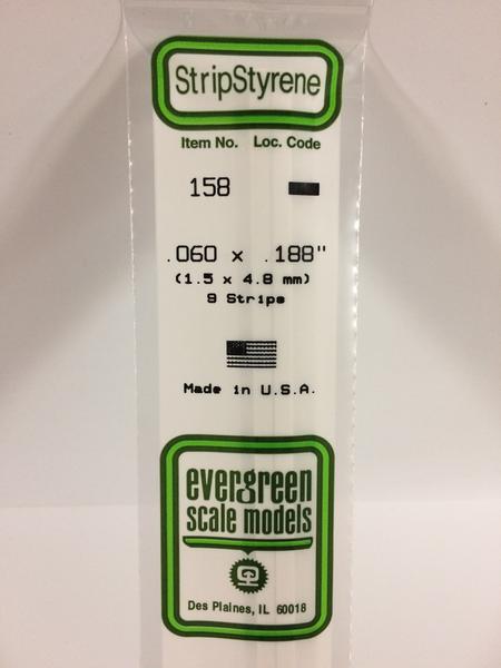 Evergreen 158 - 1.5 x 4.8mm Strips - Chester Model Centre