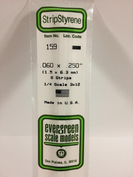 Evergreen 159 - 1.5 x 6.3mm Strips - Chester Model Centre