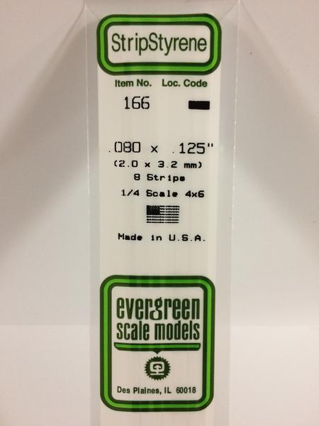 Evergreen 166 - 2.0 x 3.2mm Strips - Chester Model Centre