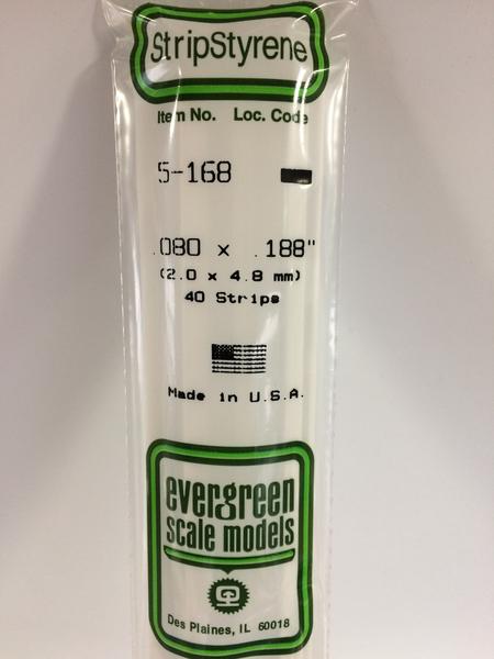 Evergreen 168 - 2.0 x 4.8mm Strips - Chester Model Centre