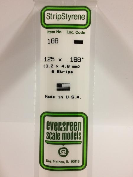 Evergreen 188 - 3.2 x 4.8mm Strips - Chester Model Centre