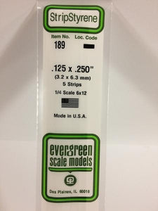 Evergreen 189 - 3.2 x 6.3mm Strips - Chester Model Centre