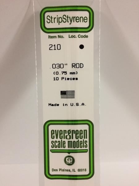 Evergreen 210 - 0.75mm Rod - Chester Model Centre