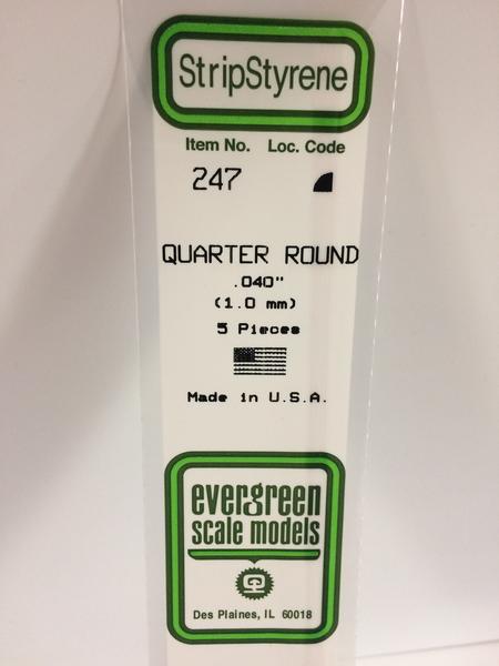 Evergreen 247 - 1.0mm Quarter Round - Chester Model Centre