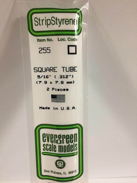 Evergreen 255 - 7.9 x 7.9 mm Square Tube - Chester Model Centre
