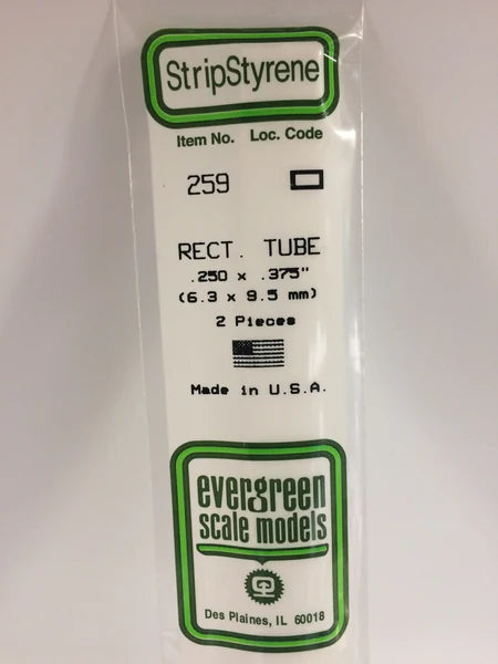 Evergreen 259 - 6.3 x 9.5 mm Rectang Tube - Chester Model Centre