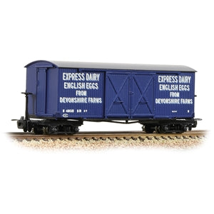 Bachmann OO9 393-029 Bogie Covered Goods Wagon 'Express Dairy Company' Blue - Chester Model Centre