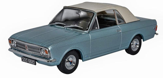 Ford Cortina MkII Crayford Convertible - Blue Mink Roof Down - Chester Model Centre