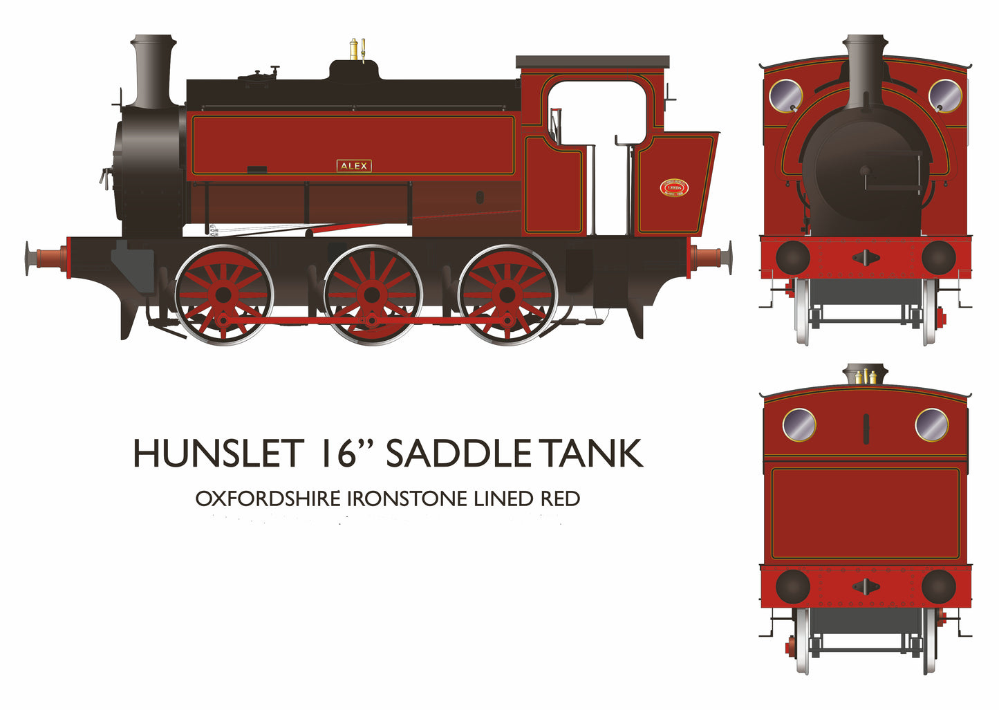 Rapido 903001 - 16" Hunslet - "Alex" Oxfordshire Ironstone Lined Red - DCC Ready - Chester Model Centre