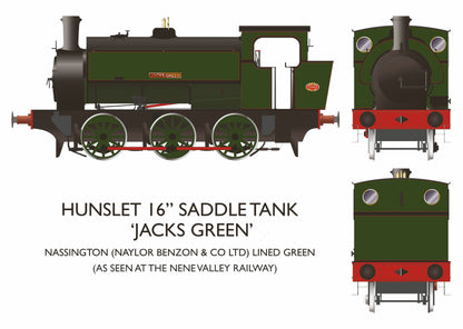Rapido 903005 -16″ Hunslet – “Jacks Green” Nassington Lined Green - DCC Ready - Chester Model Centre