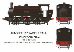 Rapido 903006 - 16″ Hunslet - “Primrose No.2” NCB Lined Black  - DCC Ready - Chester Model Centre