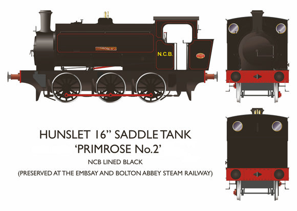 Rapido 903006 - 16″ Hunslet - “Primrose No.2” NCB Lined Black  - DCC Ready - Chester Model Centre