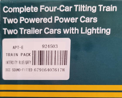 Rapido Trains 924503 OO Gauge APT-E 4 Car Train Pack Intercity Blue/Grey Livery (DCC Sound) - Chester Model Centre