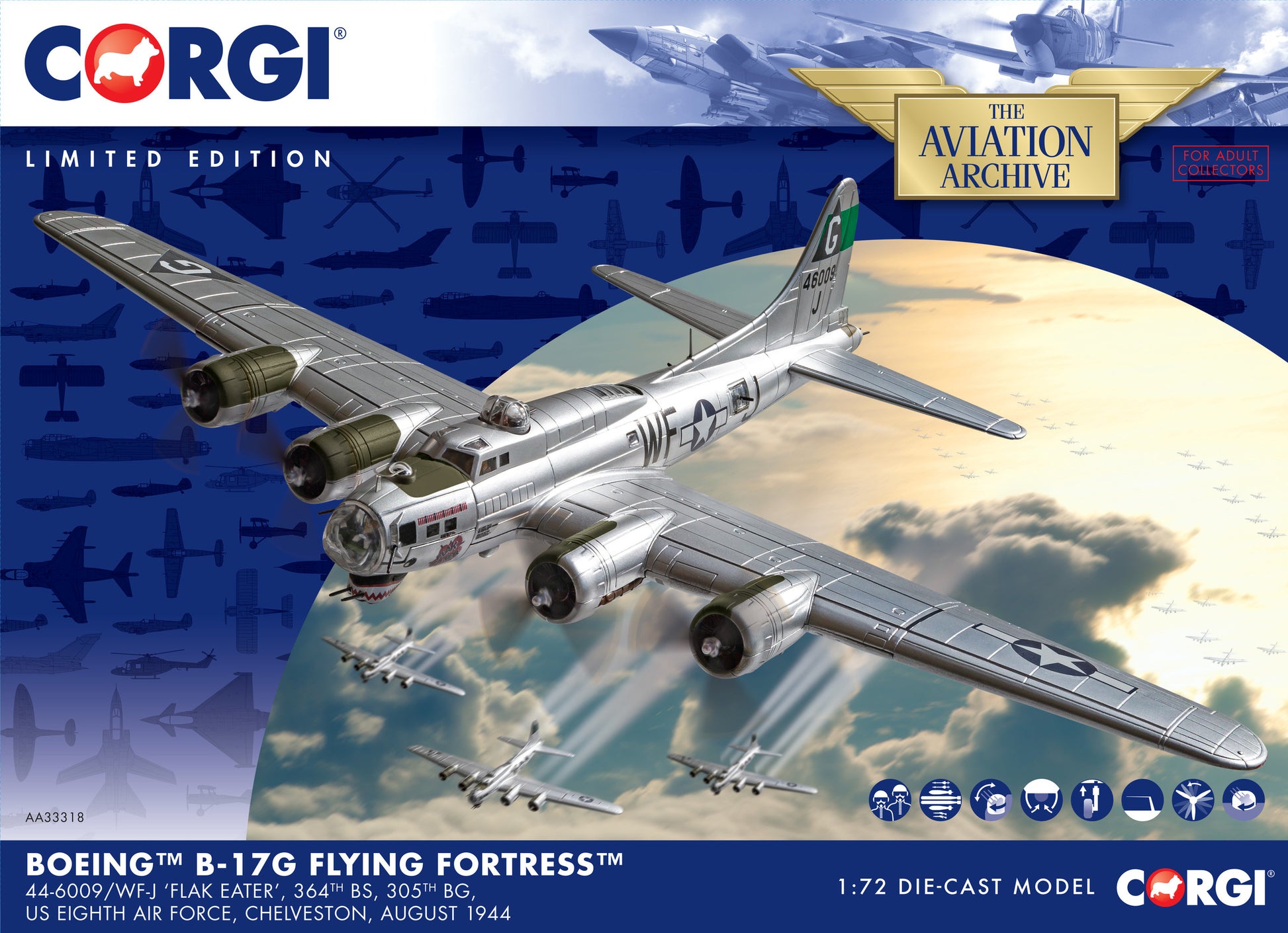 Corgi AA33318 Boeing B17-G Flying Fortress - Flak Eater 364th BS US Eighth Air Force August 1944 - Chester Model Centre