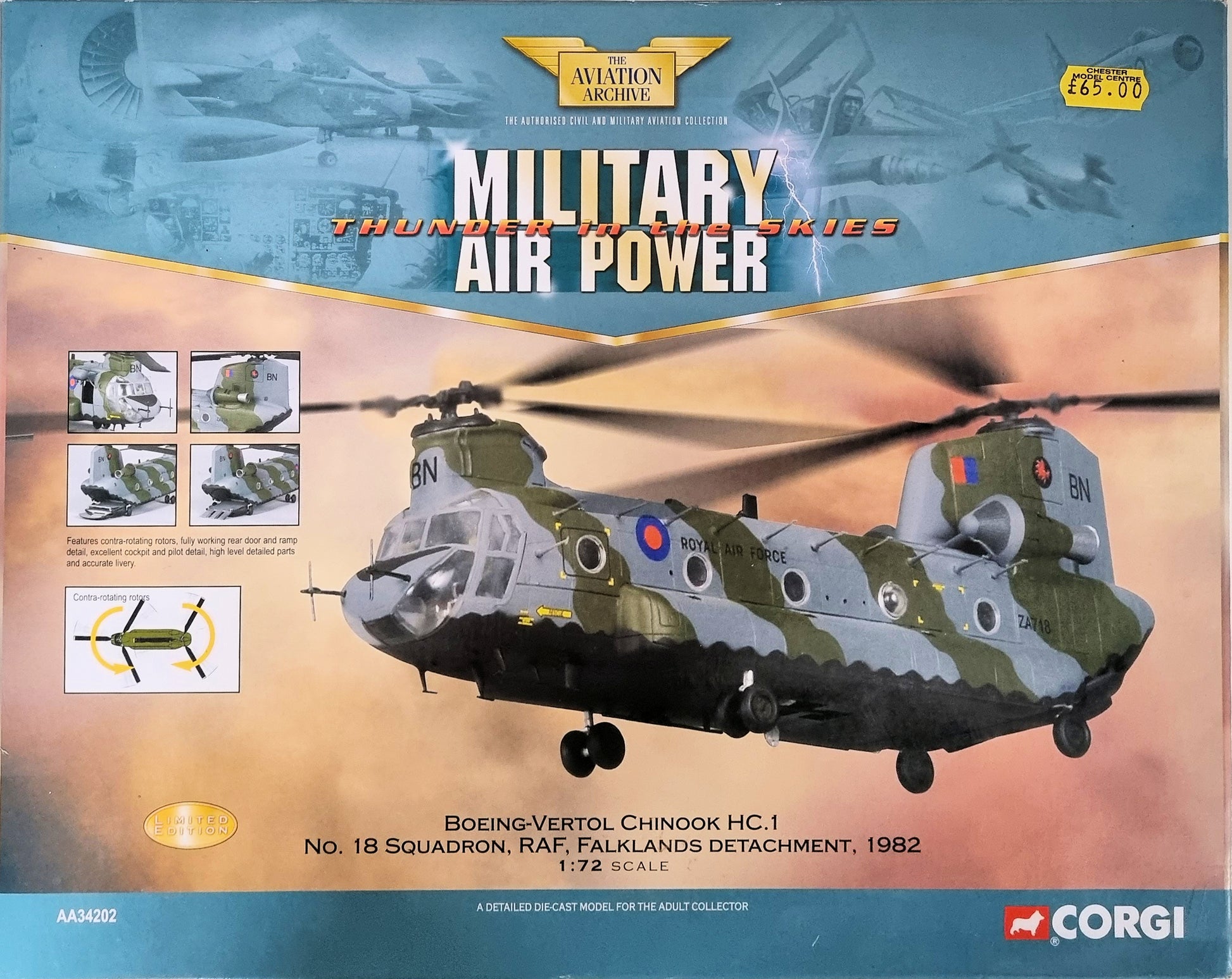 Corgi The Aviation Archive Limited Edition 1:72 AA34202 Boeing-Vertol Chinook - Chester Model Centre