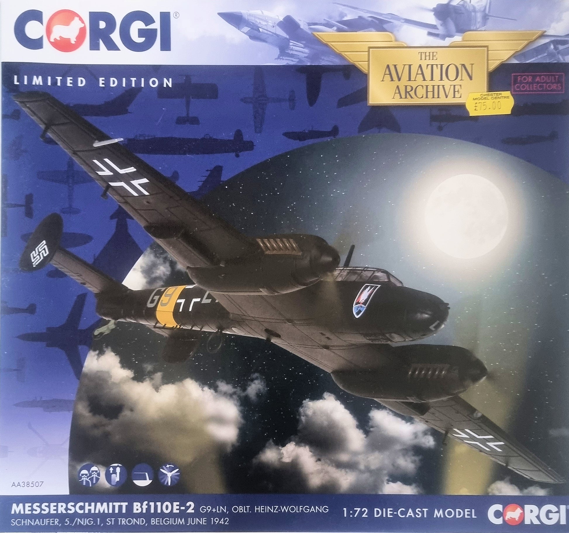 Corgi The Aviation Archive 1:72 AA38507 Messerschmitt Bf110E-2 - Chester Model Centre
