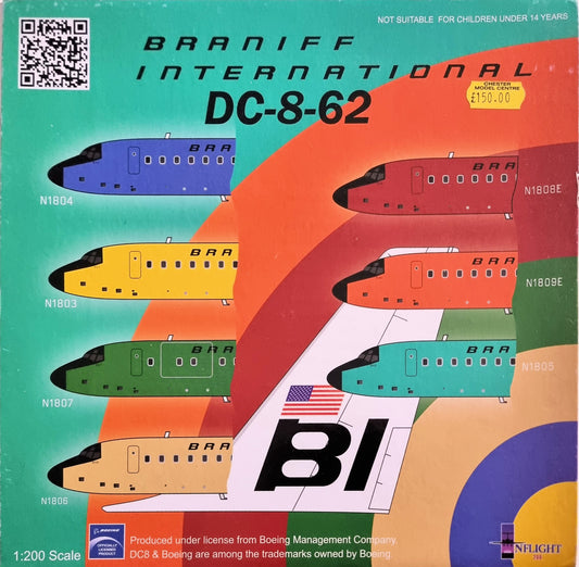 Inflight 200 IF2BRN6201 Scale 1:200 Braniff International DC-8-62 - Chester Model Centre