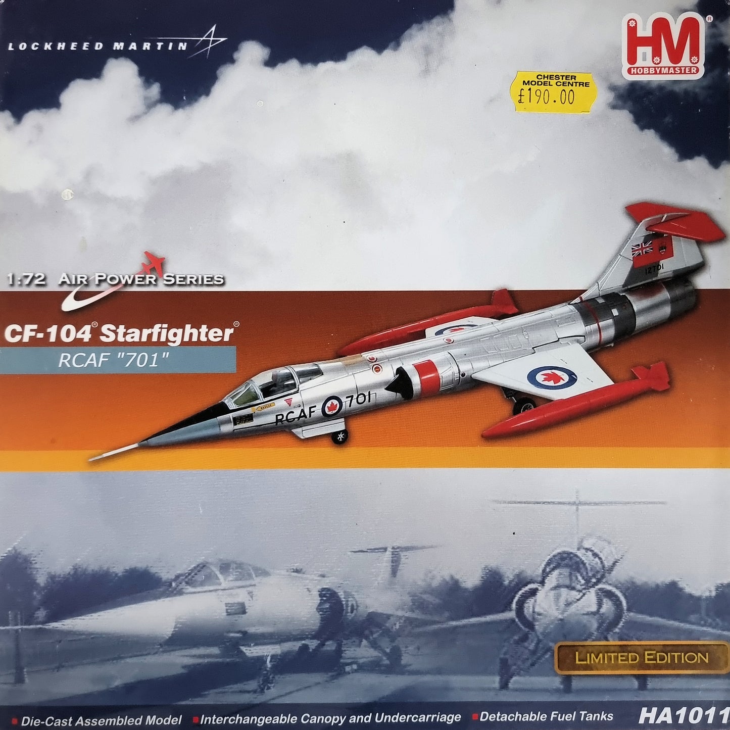 Hobbymaster HA1011 1:72 Limited Edition CF-104 Starfighter RCAF "701" - Chester Model Centre