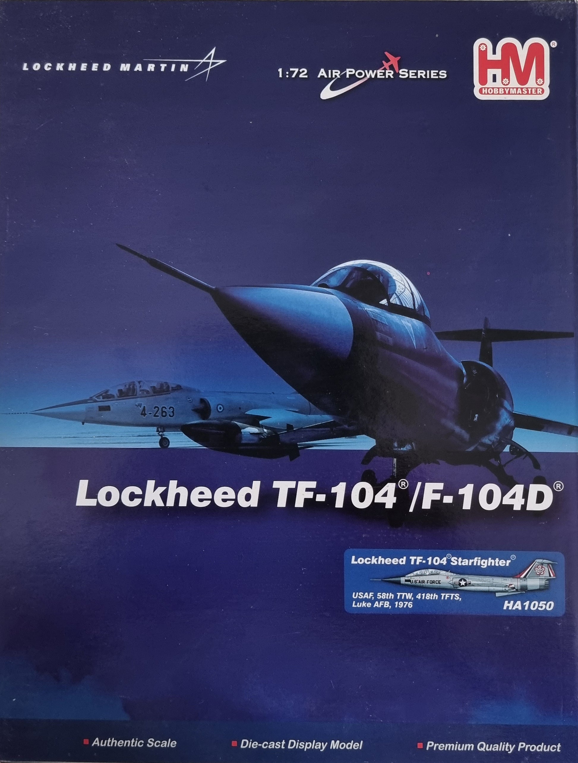Hobbymaster HA1050 Lockheed TF-104/F104D Lockheed TF-104 Starfighter USAF 58th TTW, 418th TFTS, Luke AFB 1976 - Chester Model Centre