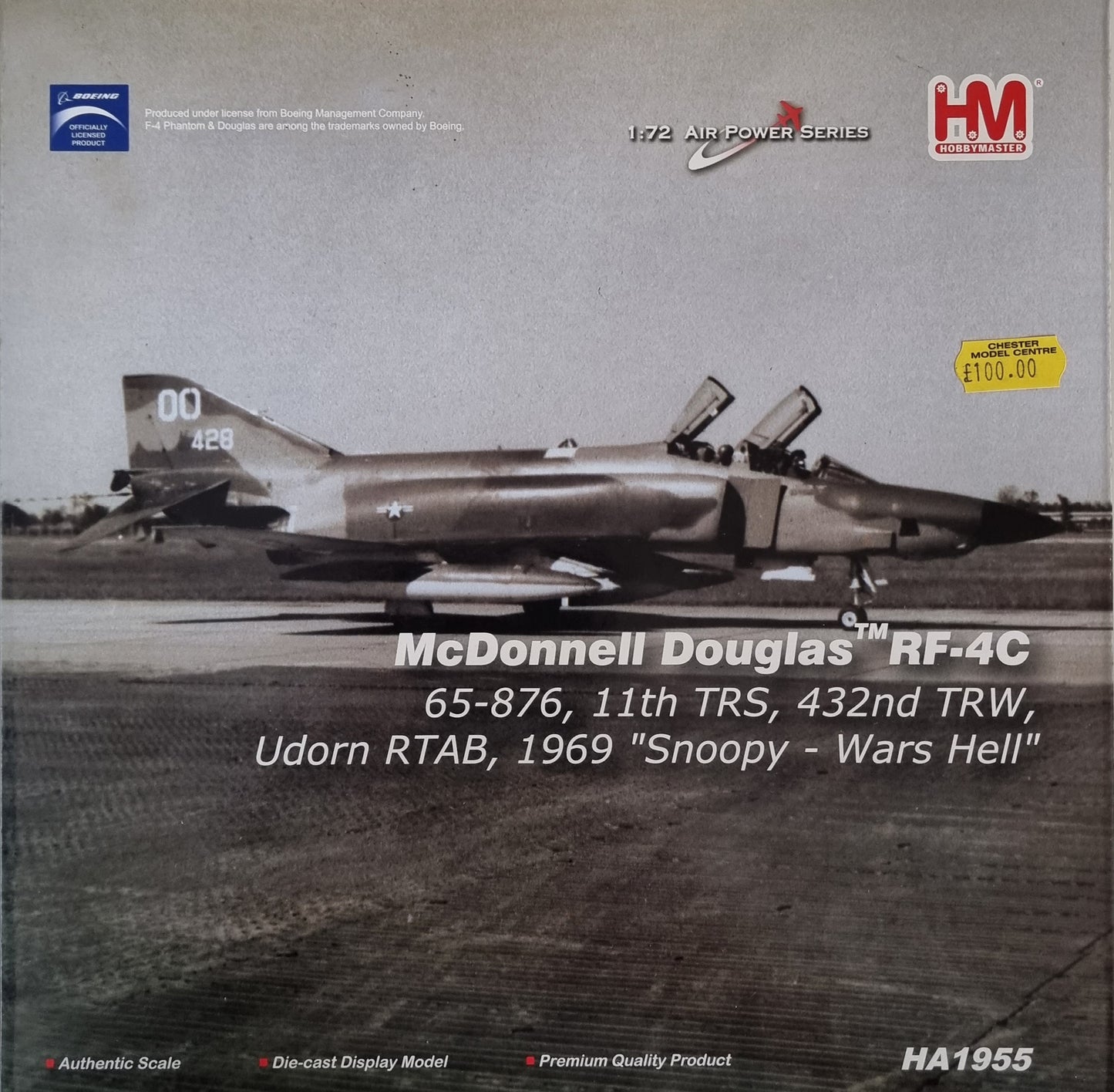 Hobbymaster HA1955 McDonnell Douglas RF-4C 65-876, 11th TRS, 432TRW, Udorn RTAB 1969 "Snoopy - Wars Hell" - Chester Model Centre