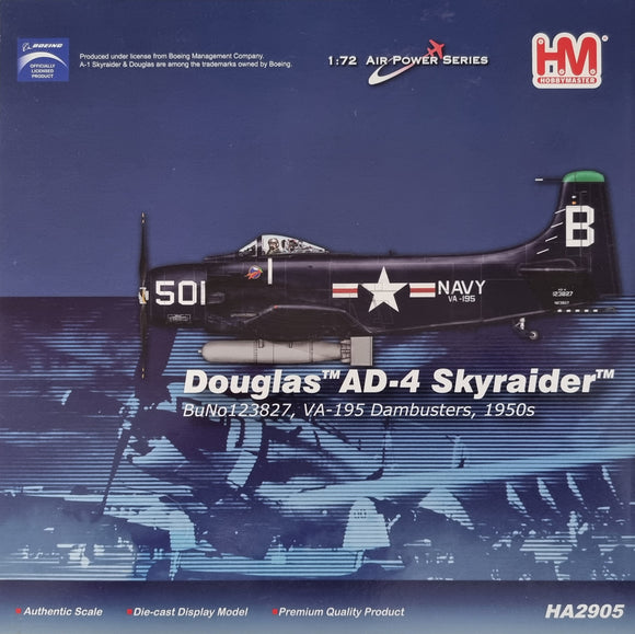 HobbyMaster HA2905 Douglas AD-4 Skyraider BuNo123827 VA-195 Dambusters 1950's - Chester Model Centre
