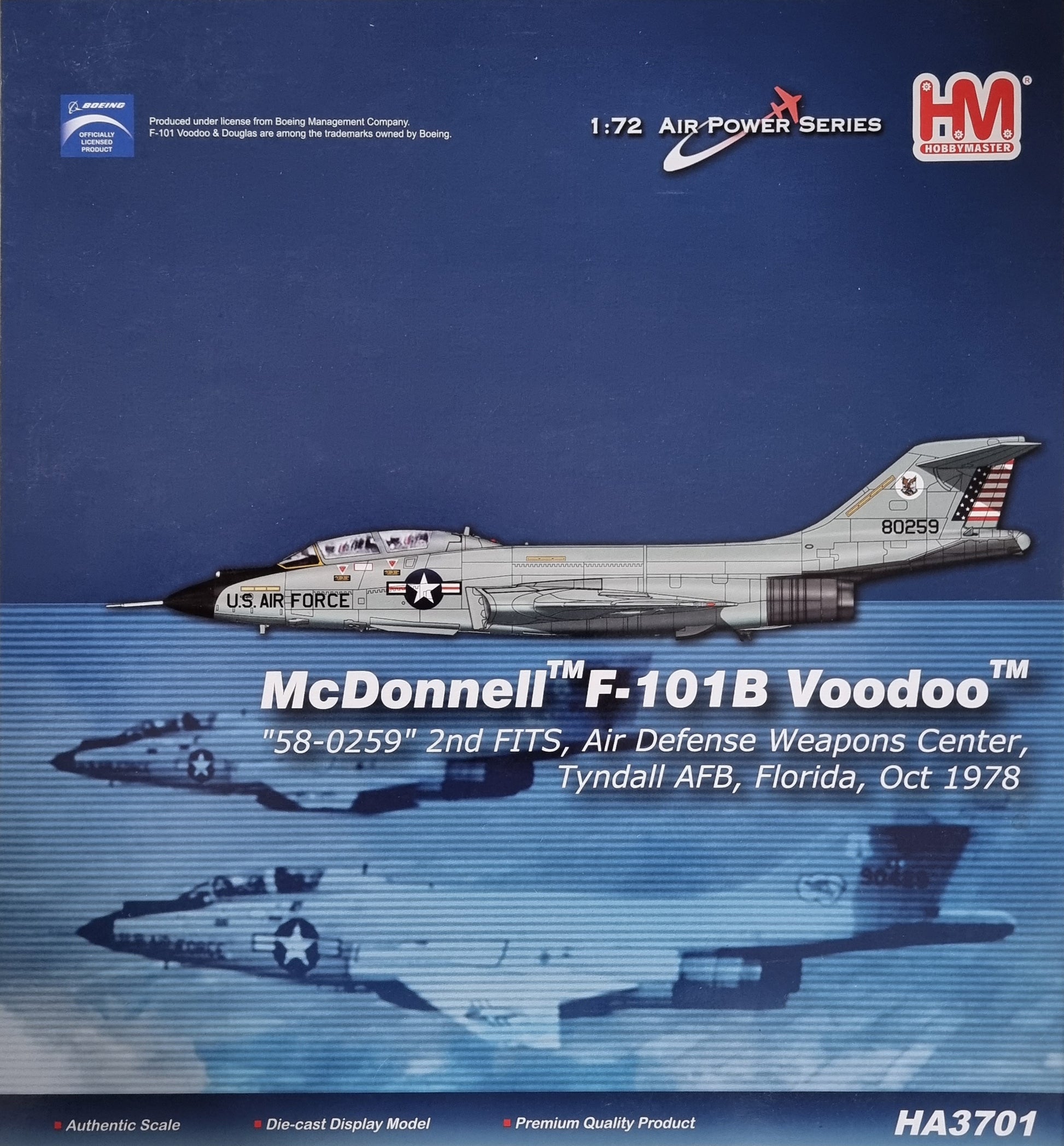 Hobbymaster HA3701 McDonnell F-101B Voodoo 58-0259 "2nd FITS, Air Defence Weapons Center, Tyndall AFB, Florida Oct 1978 - Chester Model Centre