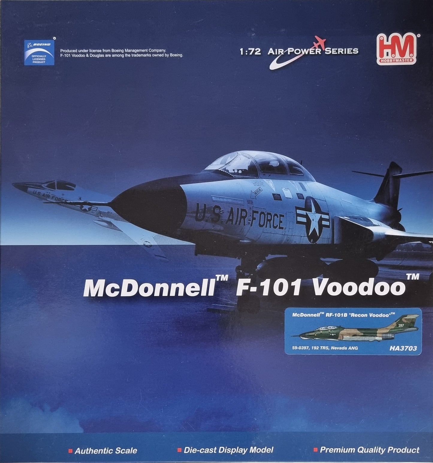 Hobbymaster HA3703 McDonnell RF-101B Recon Voodoo 59-0397 "192 TRS, Nevada ANG - Chester Model Centre