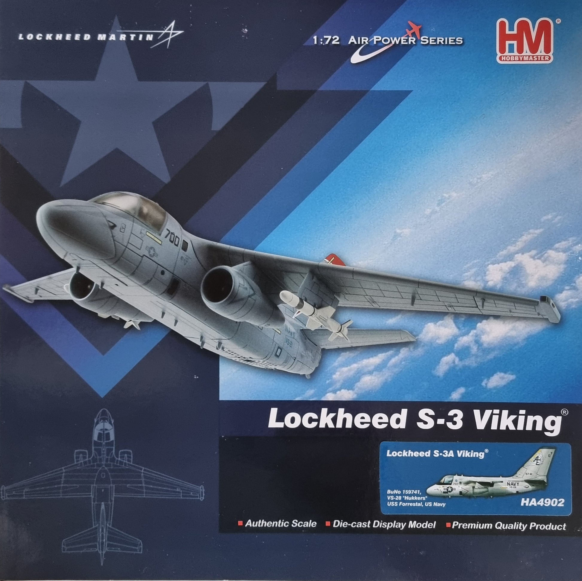 Hobbymaster HA4902 Lockheed S-3A Viking BuNo 159741 VS-28 "Hukkers" USS Forrestal US Navy - Chester Model Centre